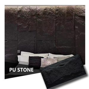 Small Moq Pu Jumbo Size Slab Stone Panels Polyurethane Culture Stone Decoration Pu Stone 3d texture Wall Panel