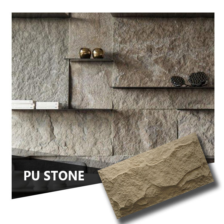 High Quality Exterior Decoration 3D PU Stone Wall Panel Polyurethane Artificial Stone Look PU Stone Panel