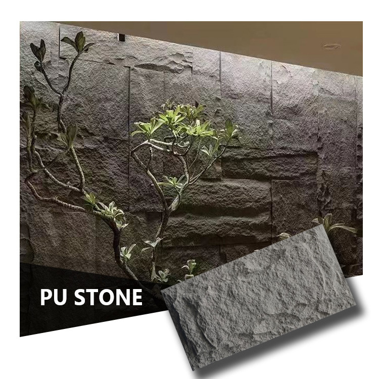 High Quality Exterior Decoration 3D PU Stone Wall Panel Polyurethane Artificial Stone Look PU Stone Panel