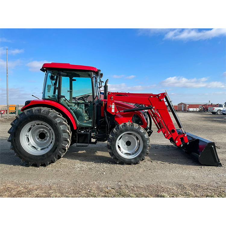 Cabin Agricultural  Tractors With Implements And Loader EPA 4WD 75hp Farming Tractor