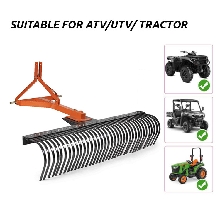 Farm Cultivator ATV/UTV Attachment System With Rake Kit Tractor Straw Rake Stick Hay Rake