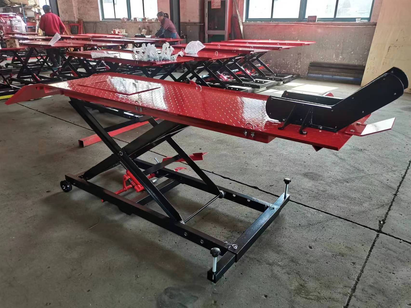 1000LB CE OEM Pneumatic Motorcycle Scissor Lifting Repair Device Hydraulic Cylinder Steel Lifter Air Motorcycle Lift Table Bed