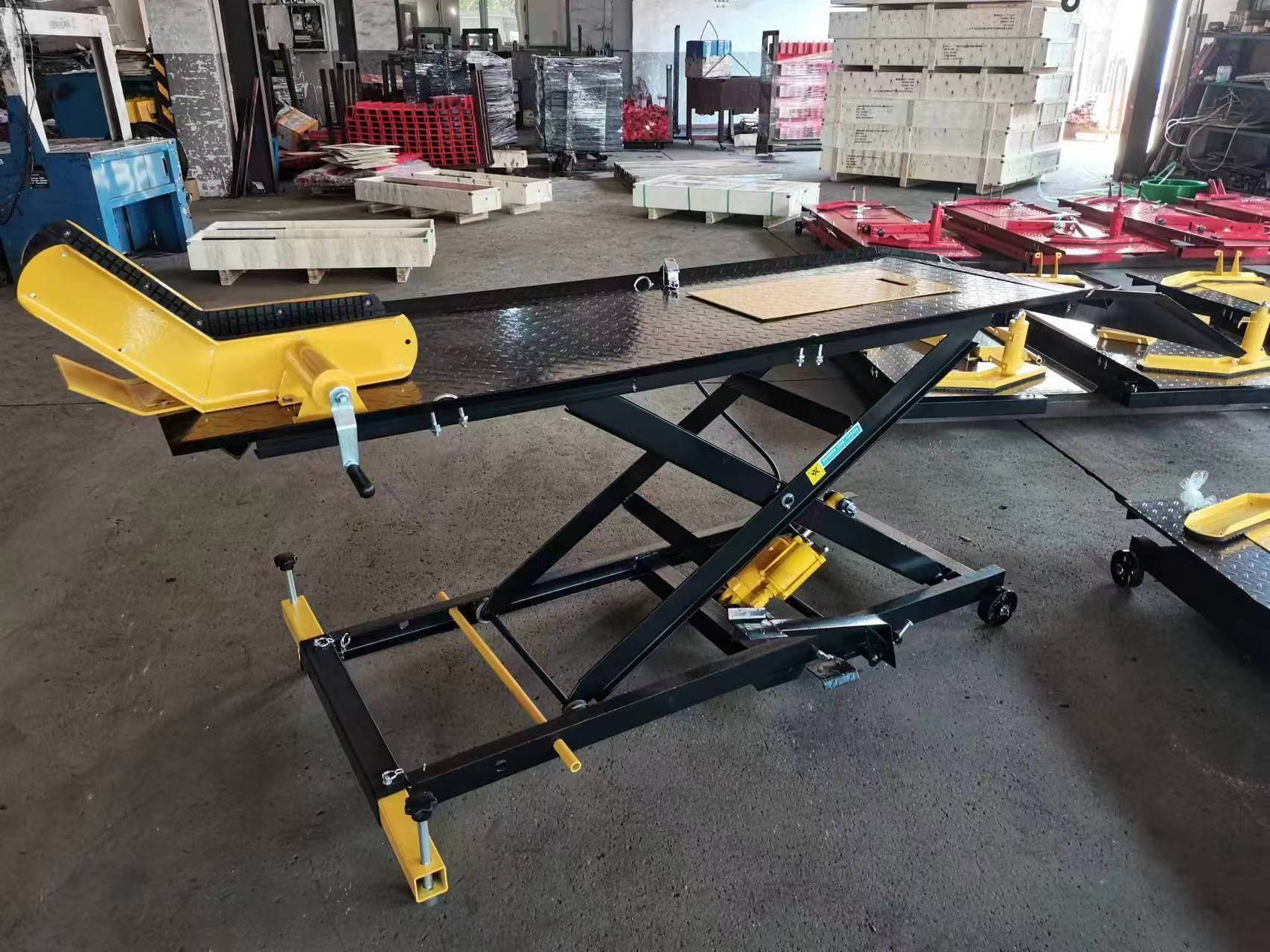 1000LB CE OEM Pneumatic Motorcycle Scissor Lifting Repair Device Hydraulic Cylinder Steel Lifter Air Motorcycle Lift Table Bed