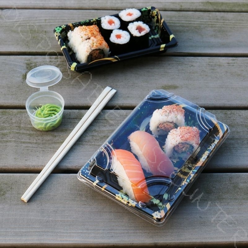 Factory Price Wholesale Disposable Japanese TakeAway Plastic Sushi Container With Clear Lid