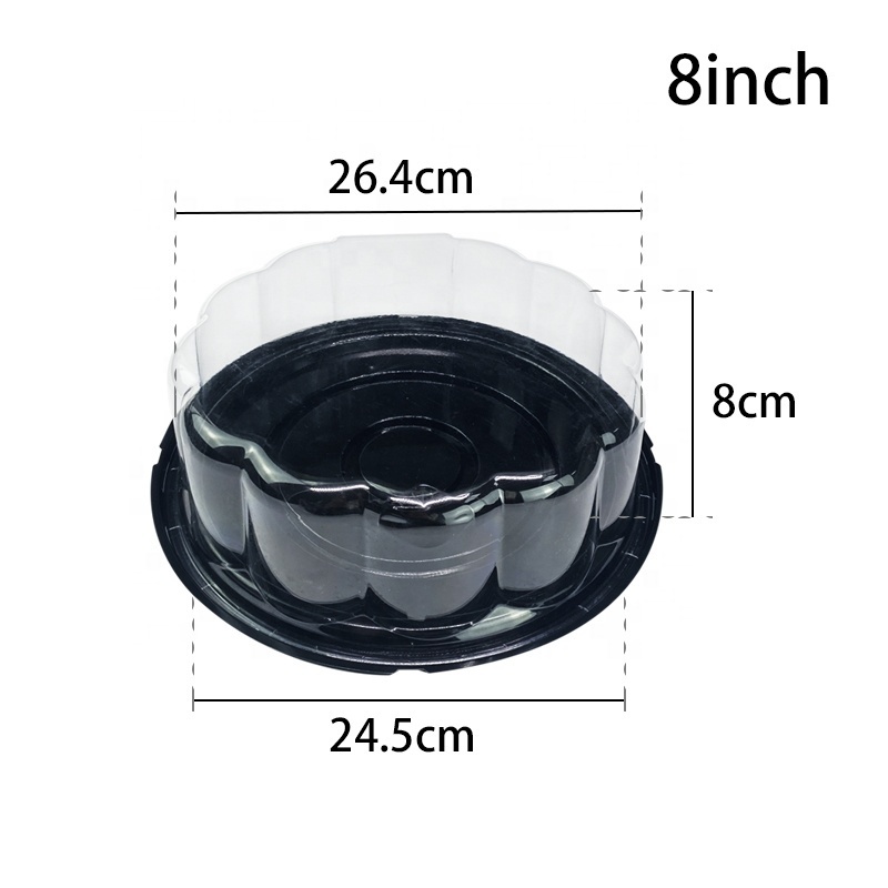 Food Grade round Cake Box Tall Black Base transparent pvc Birthday Wedding Plastic cake box with Dome Lids