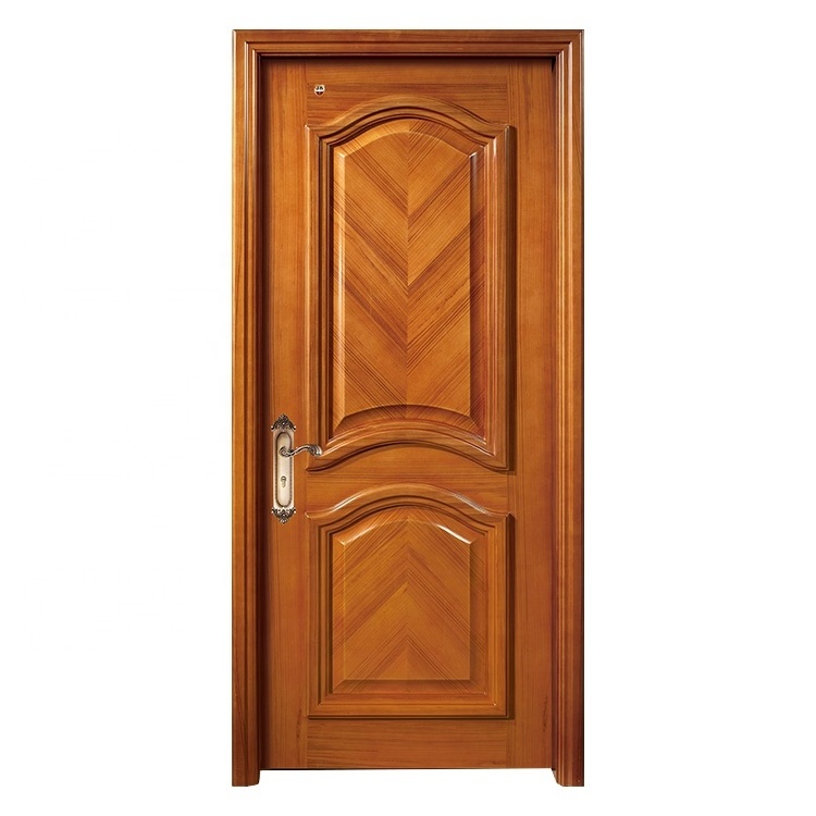 hotel and home wood door teak solid wood 2 panel luxury design painting interior wooden door