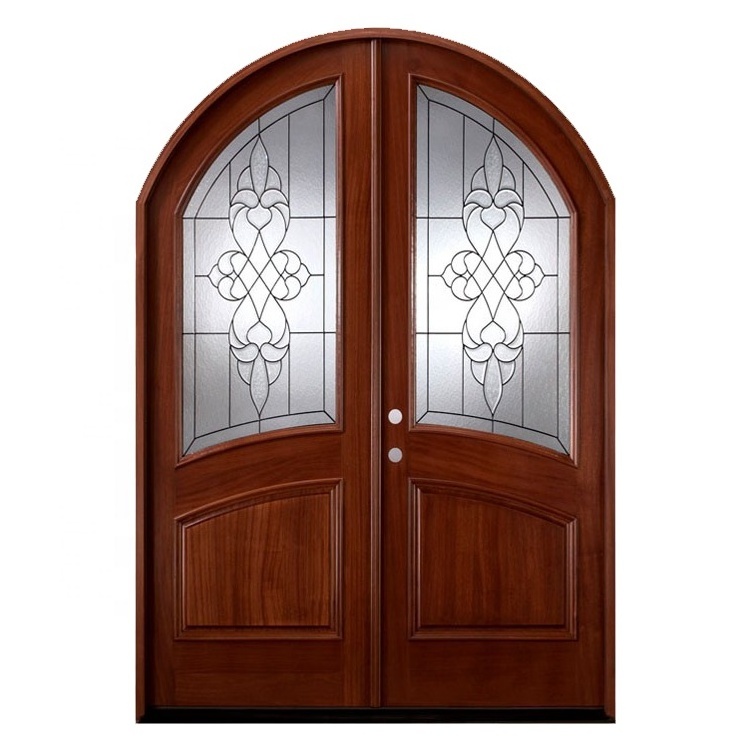 CASEN Latest luxury exterior wood door arch design entrance door with glass