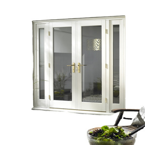 CASEN Wholesale french Style Grills Design Soundproof Single Or Double wooden doors with glass insert With Side Panels