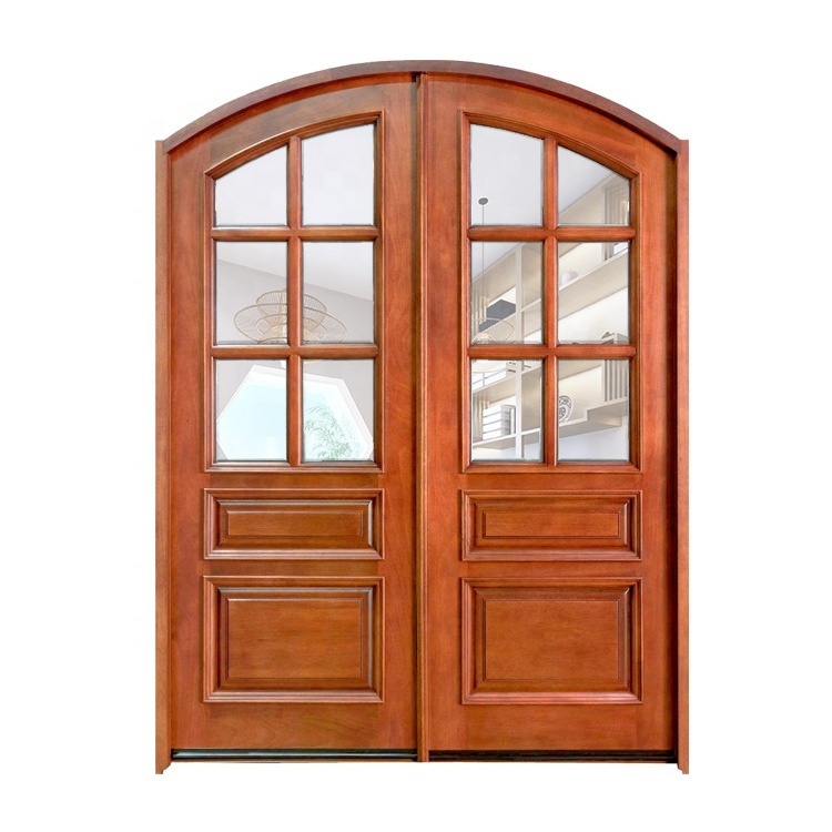 CASEN Latest luxury exterior wood door arch design entrance door with glass