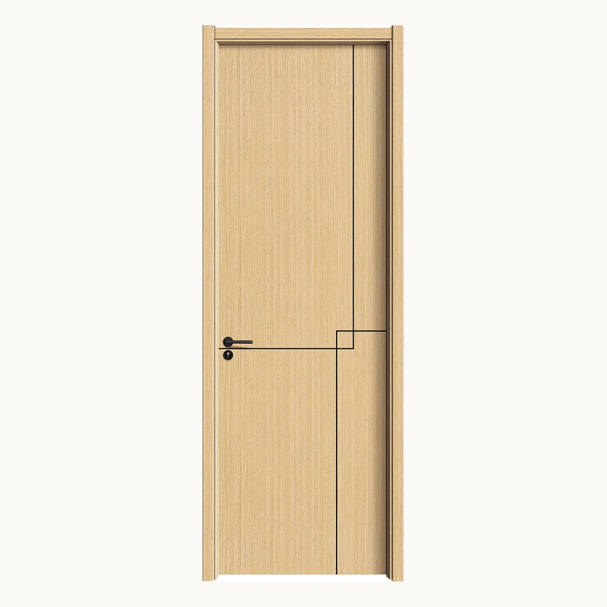 CASEN New Interior Hinged Solid Wood Door Bedroom Frameless Hidden Door Invisible Set Wooden Door Customizable