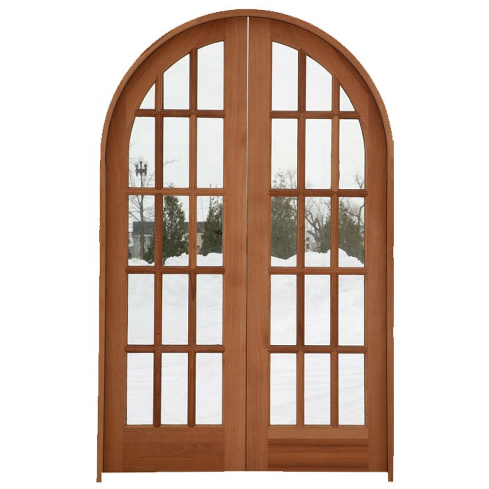 hot sale double wooden entry door with arched frame front double door arch main entrance double door