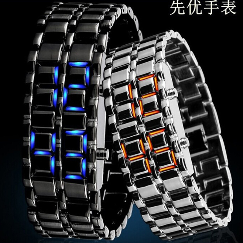 European and American Unique Creative Lava Led Trendy Men's Stainless Steel lover's  Watch Bracelet Couple Retro Men's Watch