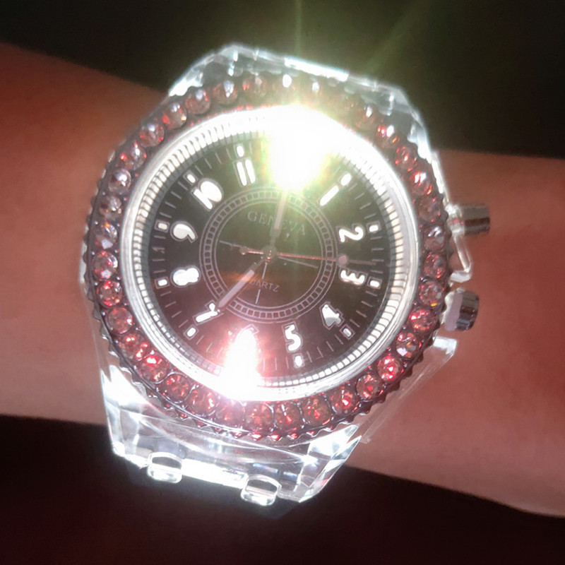 2024 personality rhinestone led lighter fashion children's watches ladies student children couple jelly quartz watch for women