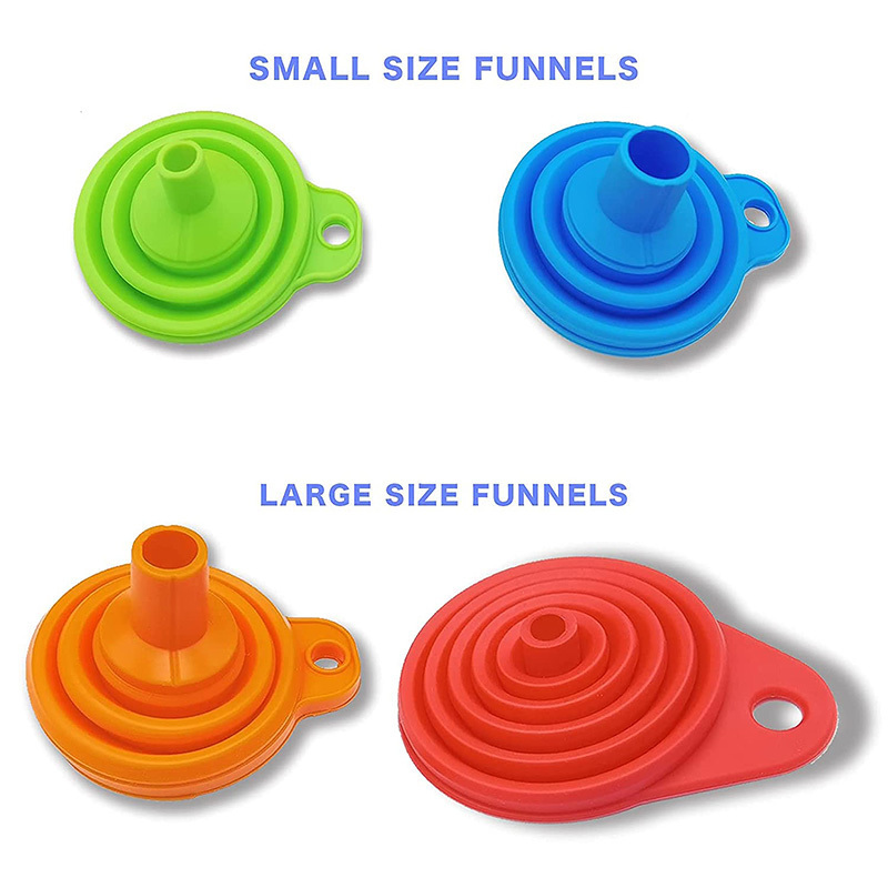 Flexible soft silicone collapsible funnel kitchen foldable funnel