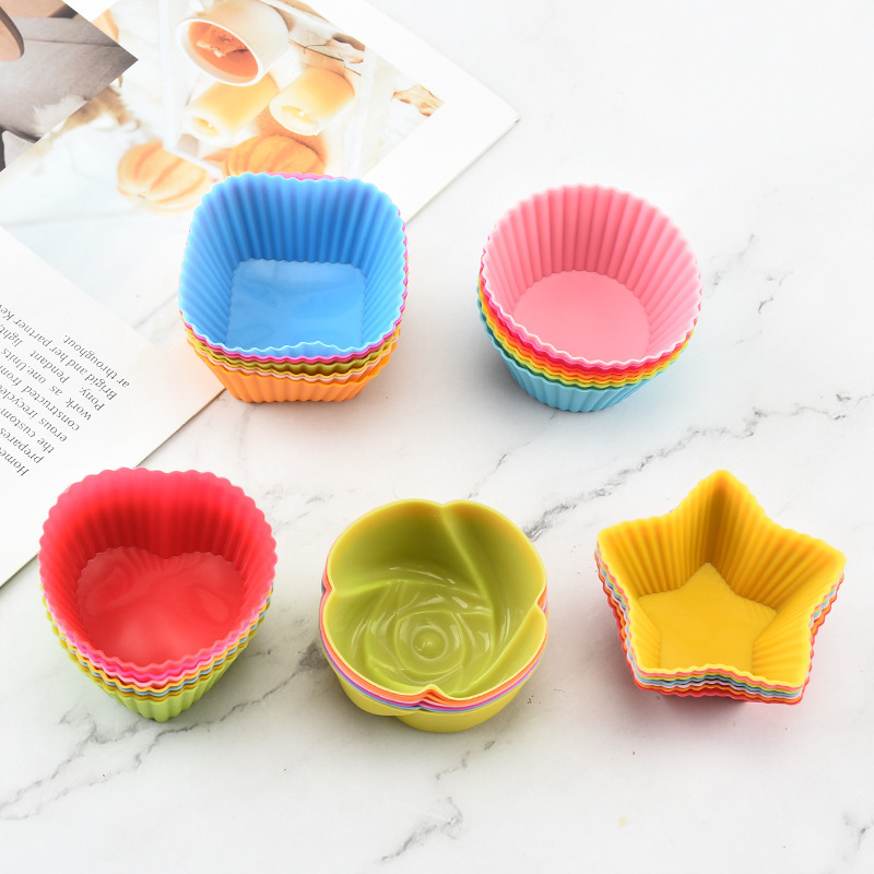 Non stick silicone baking cups reusable silicone muffin cup mold colorful silicone cupcake Liners