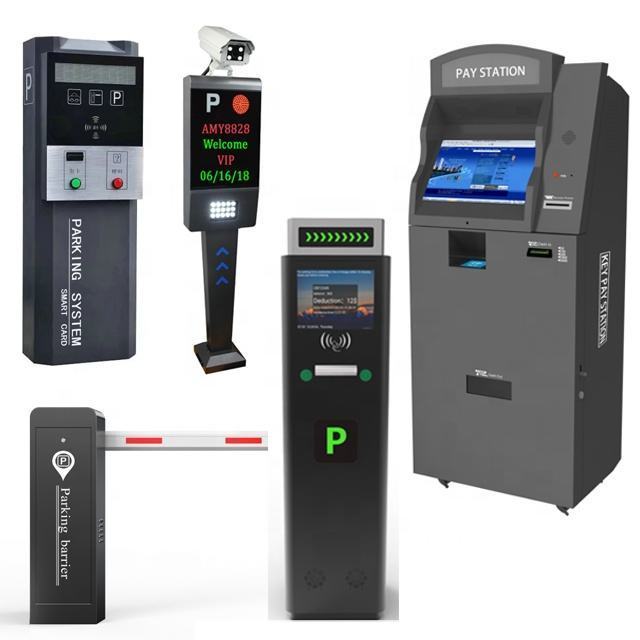 barrier gate with car parking ticket machine for residential area parking entrance ticket parking lot management system