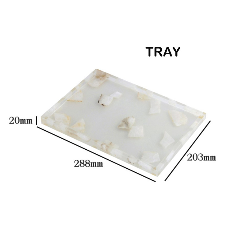 Resin With Marble Stone Storage Tray Hotel Toiletries Tray Bathroom Amenity Tray