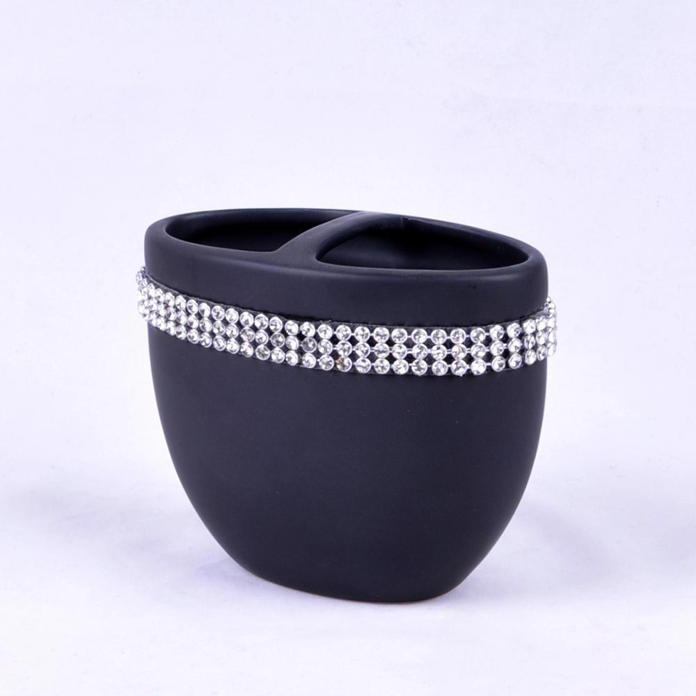 Black Matt Acrylic Diamond Ceramic Mosaic Bathroom Accessories