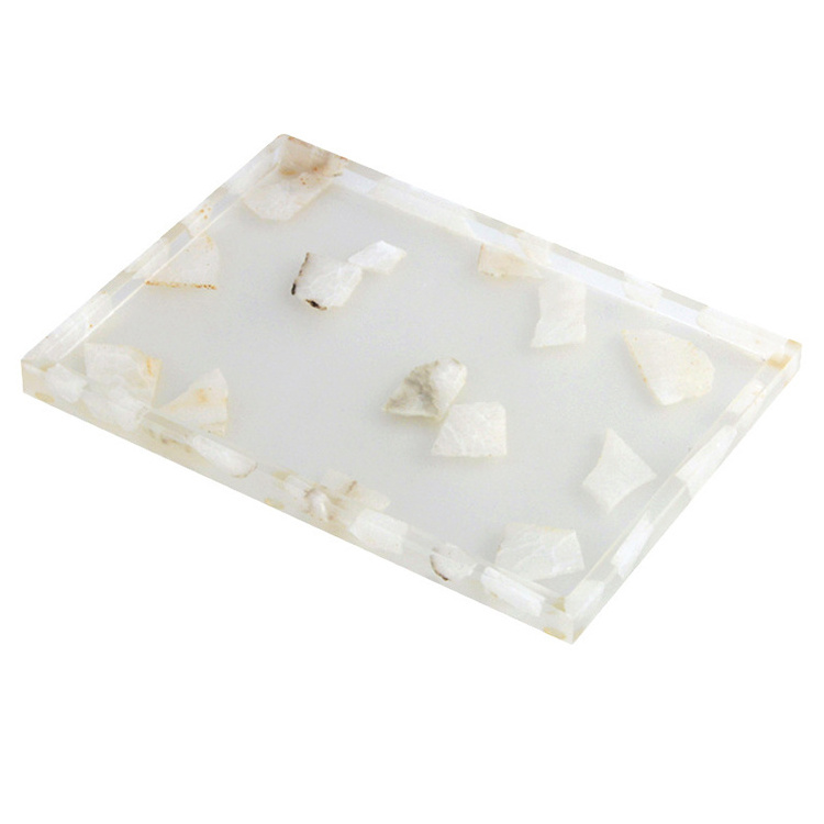 Resin With Marble Stone Storage Tray Hotel Toiletries Tray Bathroom Amenity Tray