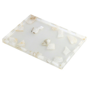 Resin With Marble Stone Storage Tray Hotel Toiletries Tray Bathroom Amenity Tray