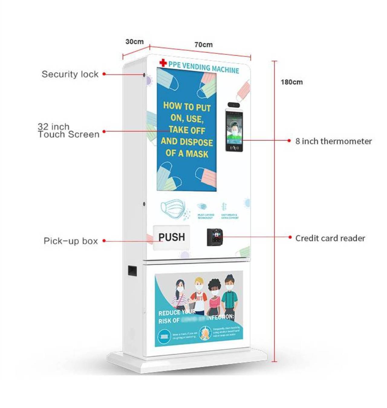 Healthcare Medical facemask Vending Machine For Sale 24 Hours Self-service dispenser