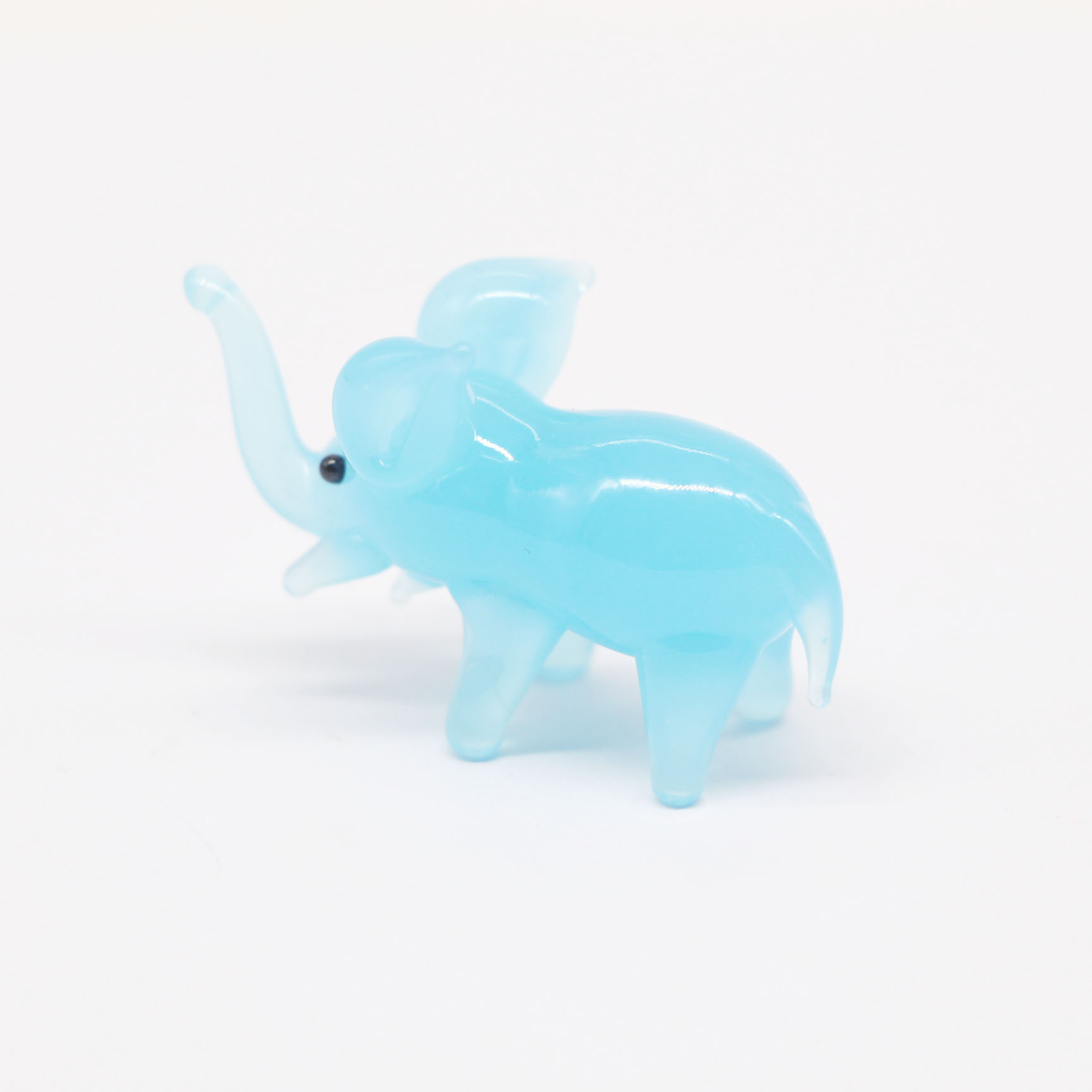 blue glass elephant cute lampwork glass animal figurine