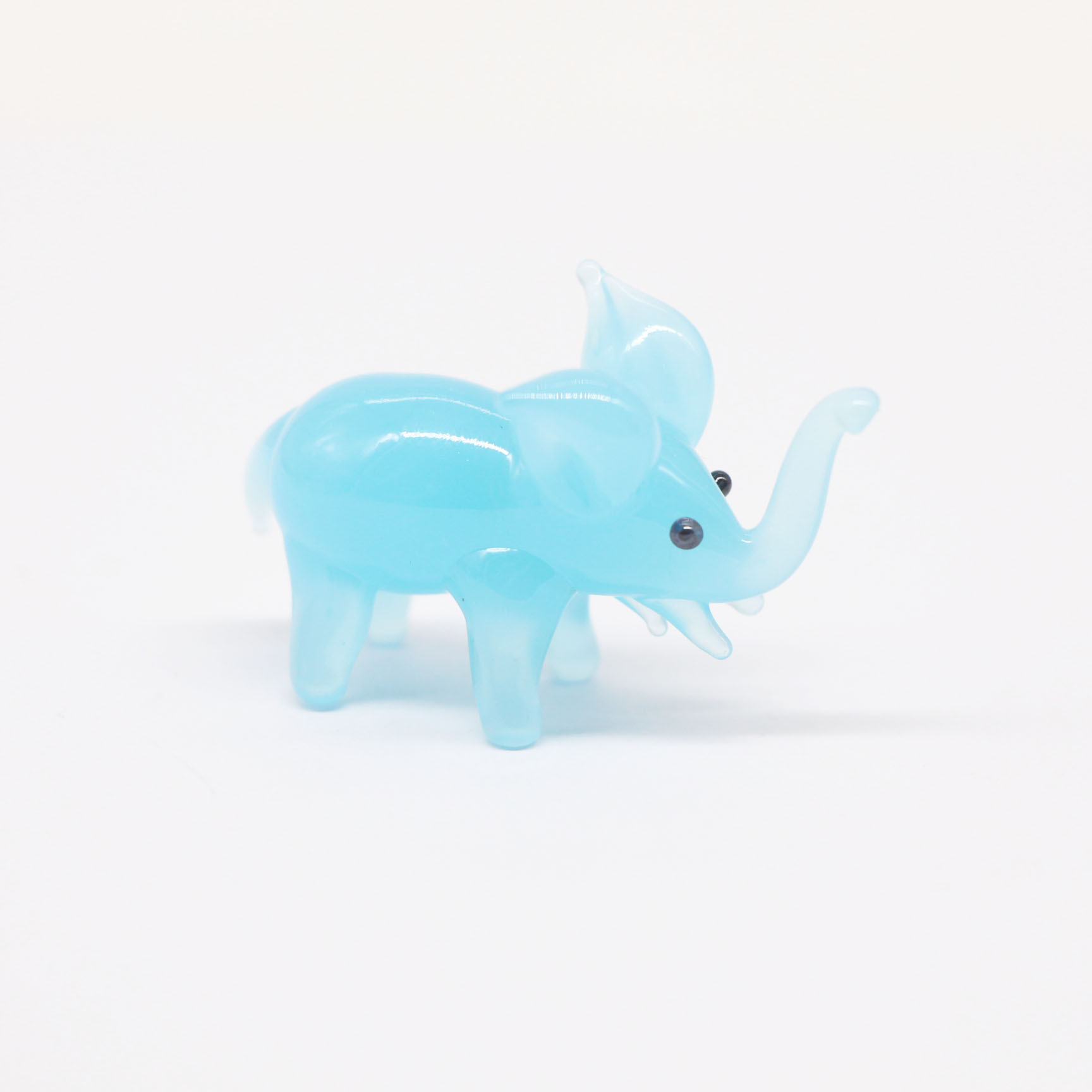 blue glass elephant cute lampwork glass animal figurine