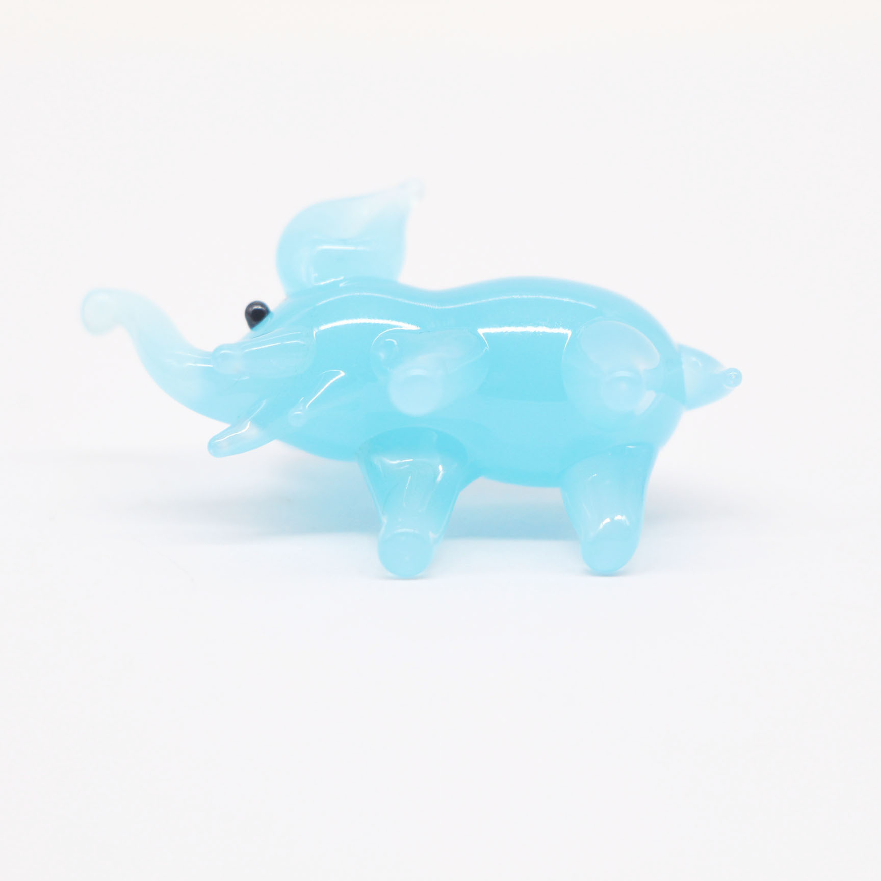 blue glass elephant cute lampwork glass animal figurine