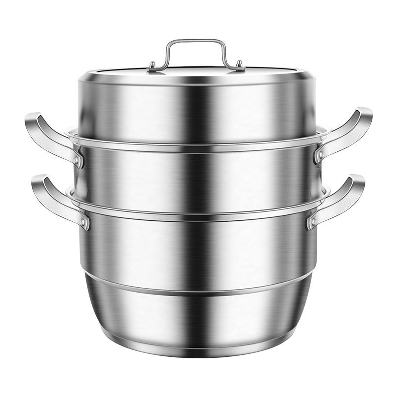 Factory Direct Stainless Steel  3 Layers Cookware Cooking Pot Restaurant Home Kitchen Steamer Pot