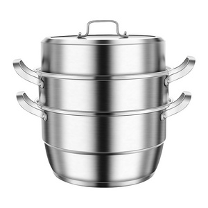 Factory Direct Stainless Steel  3 Layers Cookware Cooking Pot Restaurant Home Kitchen Steamer Pot