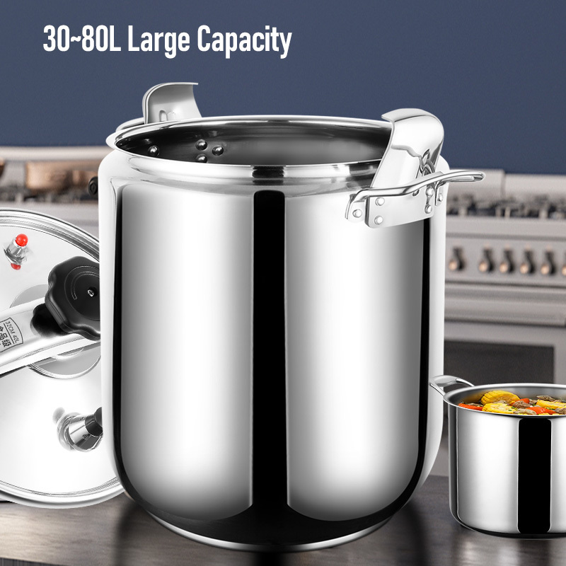 80L/70L/50L/30L Large Capacity Commercial Pressure Cooker Safety Explosion-Proof Stainless Steel Pressure Cookers