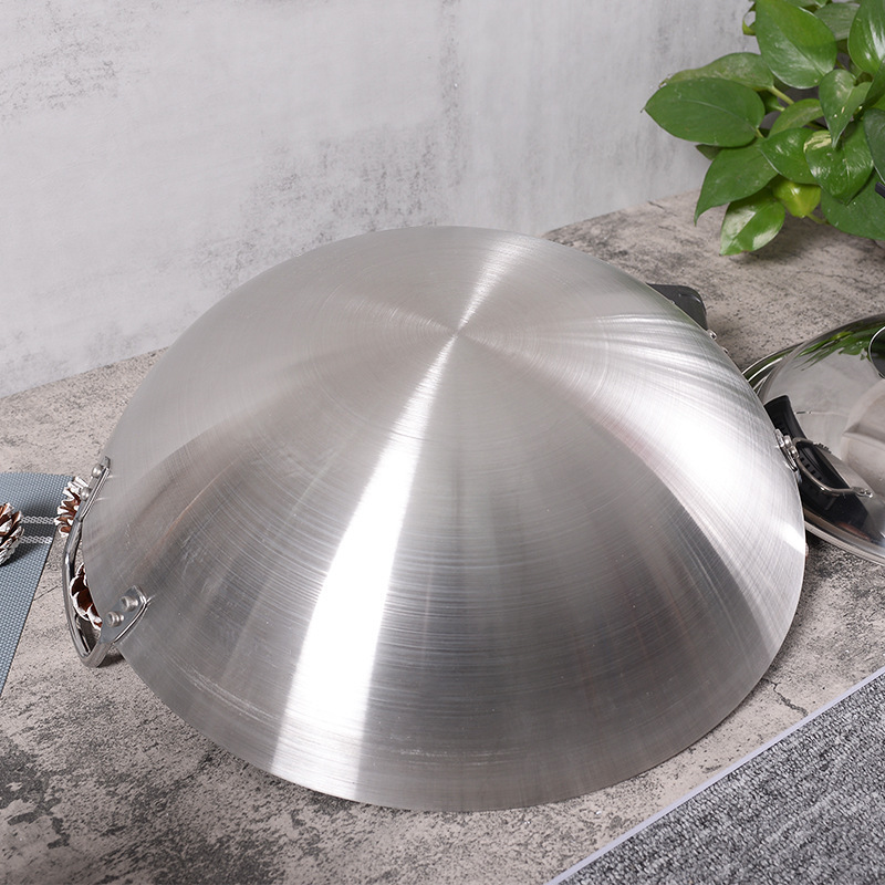 Commercial Large Wok Stainless Steel Big Wok with Double-ear For Restaurant/Hotel Multi sizes Gas stove