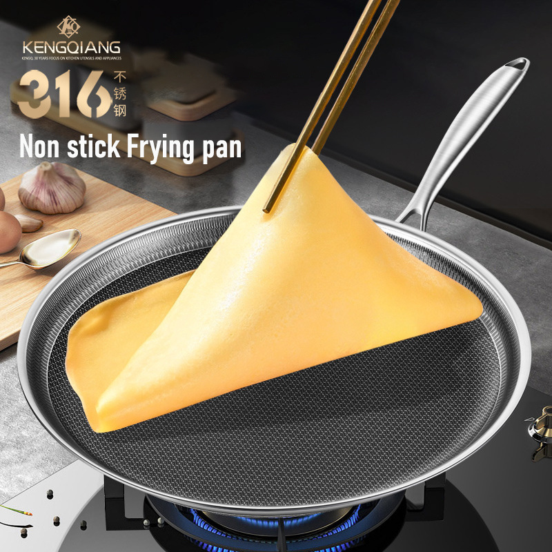 Easy To Clean Surface Steak Egg Frying Pan Set Carbon Steel Frying Pan Non Stick Pan stainless steel 1810