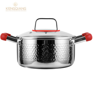 KENGQ Hammered Stainless Steel Soup Stock Pots Are Available In Size 30cm 32cm For Commercial Kitchen Restaurant Cooking