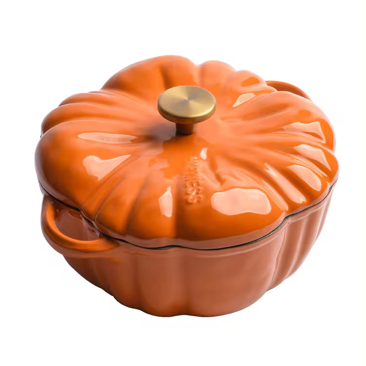 Cast iron Pumpkin Enamel soup pot 16cm 20cm multi functional pot for gas stove and induction cooker