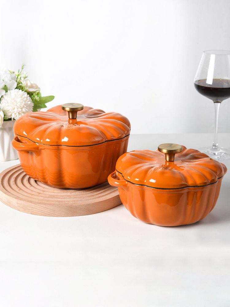 Cast iron Pumpkin Enamel soup pot 16cm 20cm multi functional pot for gas stove and induction cooker