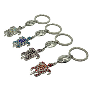 Crystal glitter rhinestone car keyring bling keychain accessories custom turtle key holder