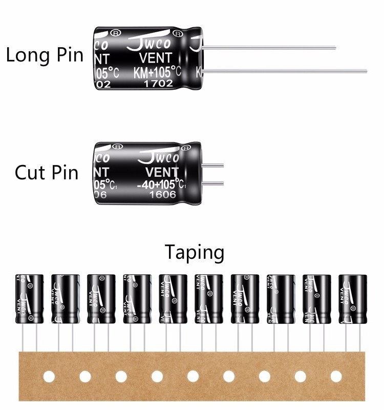 Capacitor factory JWCO 2200uf 35v radial aluminum electrolytic capacitors