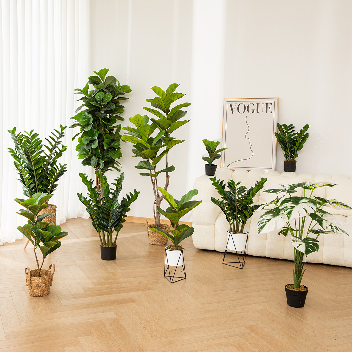 Factory Wholesales Hot Selling  Plastic Artificial Plants Tree  Fiddle Leaf Fig Tree Ficus Tree