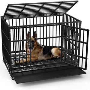 Wholesale Metal Iron Wire Double Door Pet House Heavy Duty Dog Crate Dog Cage with Wheels