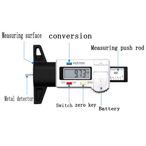 Tire Thread Depth Gauge Tire Pressure Gauge Digital LCD Tyre,Tread Depth Gauge Meter Measurer 0-25mm Metric/inch