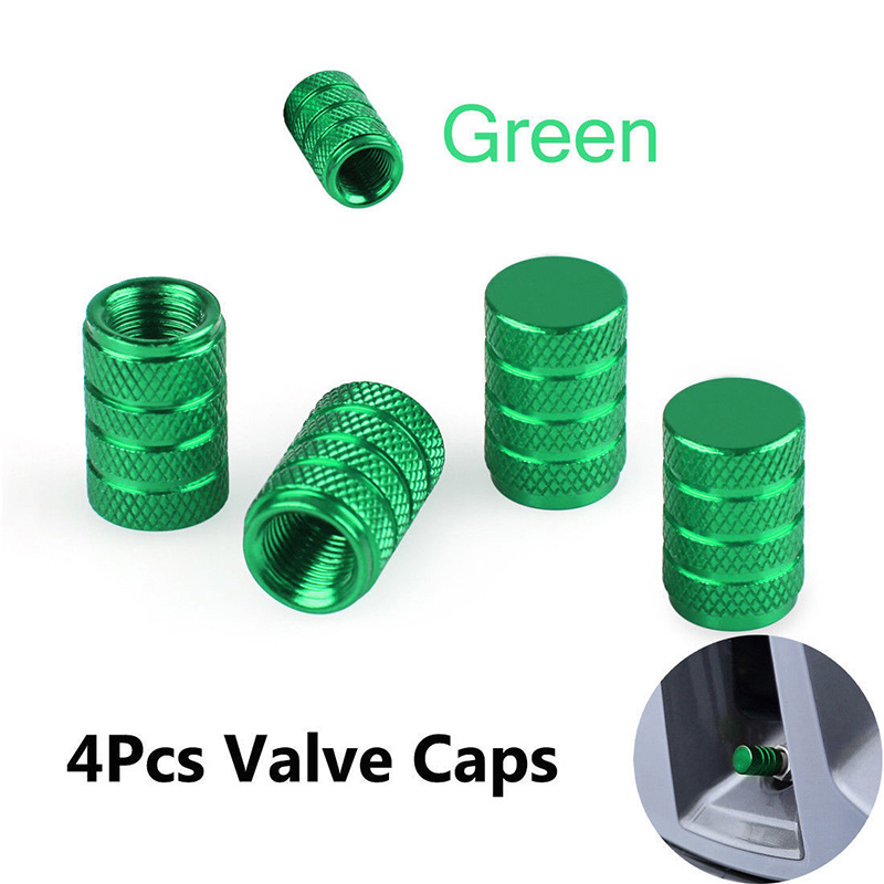 4 pcs Auto Tire Valve Stem Caps, Universal Stem Covers, Aluminum Tire Valve Cap Set for Cars Trucks Motorcycles SUV and Bike