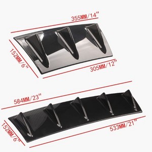 Ikon Style Universal Rear Bumper Lip Diffuser 7 Fin Gloss Black ABS Medium