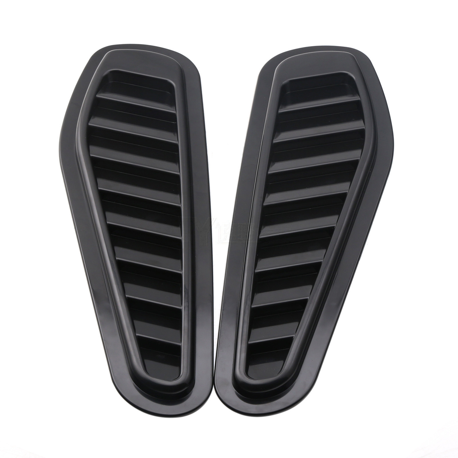 YCL-009 Universal Car Decorative Air Flow Intake Scoop Turbo Bonnet Vent Cover X2 Black