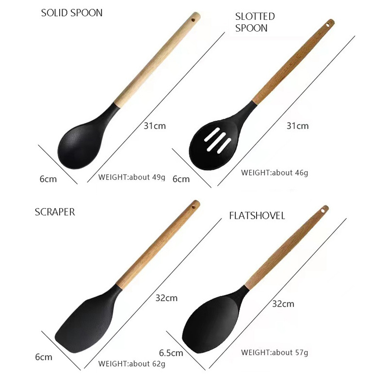 Kitchen Utensils Set-12 Pieces Silicone Cooking Utensils Set Heat Resistant Spatula Set, Nonstick Cookware