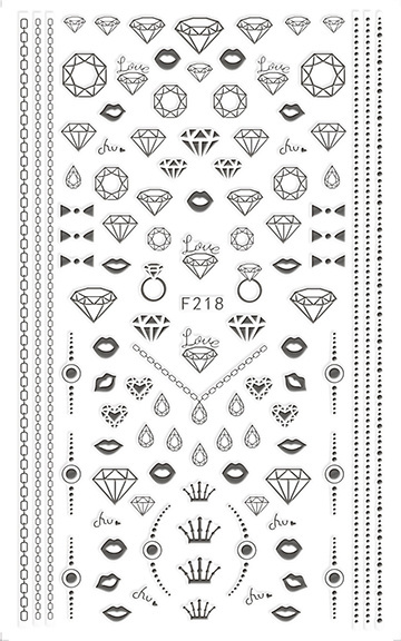 F217-219 Bowknot Flower Diamond Nail Art Decals 3D Manicure Applique Nail Stickers for Nail Decoration