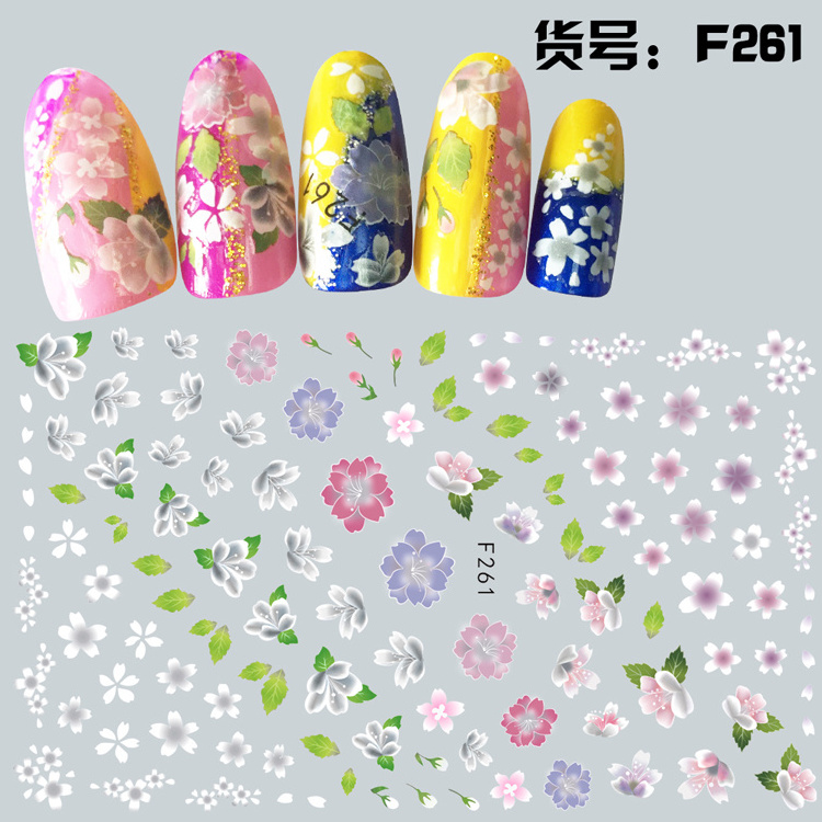 F259-272 Christmas Snowflake Bear Cat Nail Art Decals 3D Manicure Applique Flower Nail Stickers for Nail Decoration