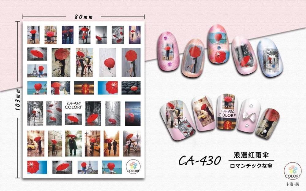 CA428-436 Nail Art Decals 3D Cartoon Flower Manicure Letter Applique Nail Stickers for Nail Decoration