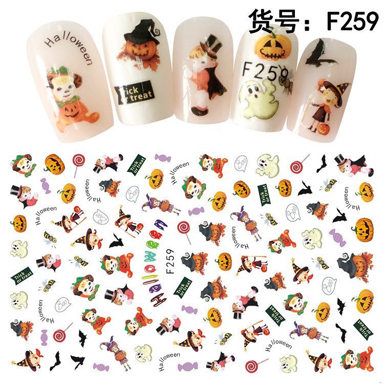 F259-272 Christmas Snowflake Bear Cat Nail Art Decals 3D Manicure Applique Flower Nail Stickers for Nail Decoration