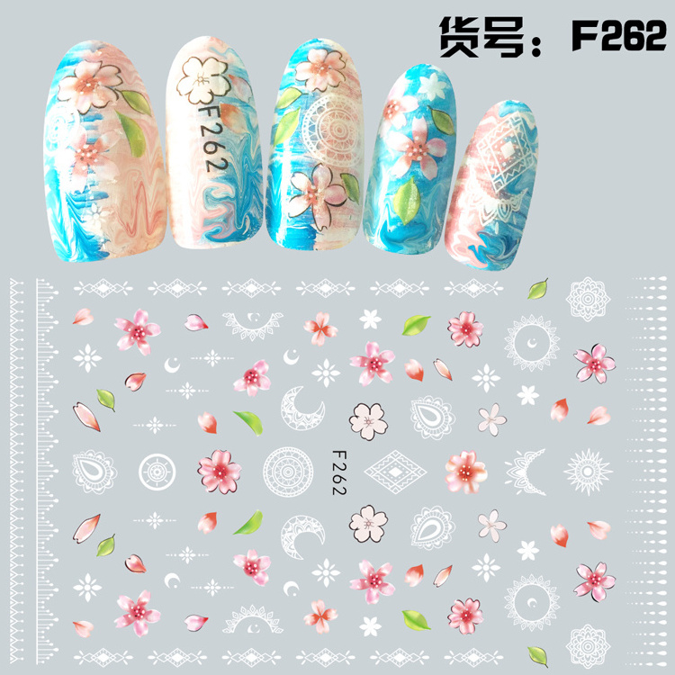 F259-272 Christmas Snowflake Bear Cat Nail Art Decals 3D Manicure Applique Flower Nail Stickers for Nail Decoration